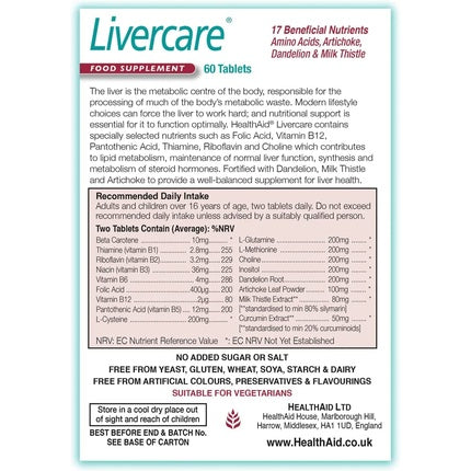 Supliment, HealthAid, Livercare, 60 tablete, turmeric
