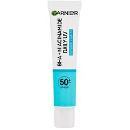 Fluid facial, Garnier, Pure Active BHA Niacinamide Daily UV Anti-Imperfection SPF50, Alb/Albastru, 30ml