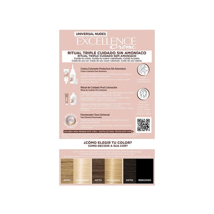 Vopsea de păr, L'Oréal Paris, Excellence Creme 10U, blond foarte deschis