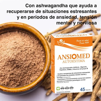 Ansiomed Self-esteem, Bioserum, 45 Capsule, cu Ashwagandha, Griffonia, Magnolia, Vitamine B