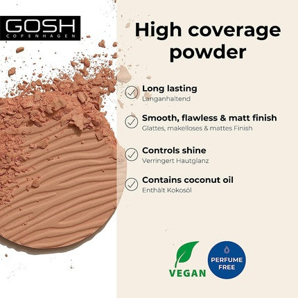 Pudră compactă GOSH Dextreme High Coverage 008 Golden pentru toate tipurile de piele