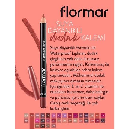 Creion contur buze, Flormar, Waterproof, maro