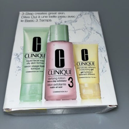 Kit pentru demachiere, Clinique, 3 Step Skincare System, Travel Size, Tip 2 Ten mixt/gras