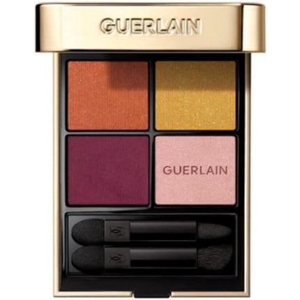 Paletă farduri ochi Guerlain Ombre G Limited Edition Xmas '22, culori portocaliu, auriu, mov, roz, ambalaj metalic