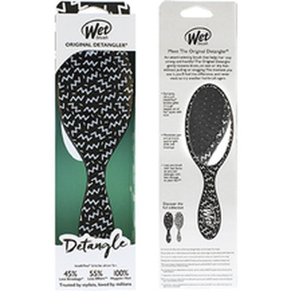 Perie de păr Wet Brush Original Detangler Hipster Squiggle, neagră și albă