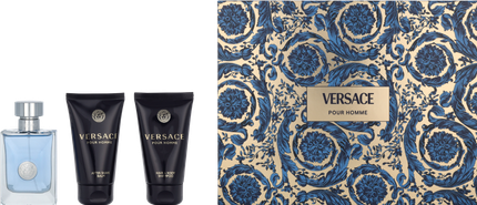 Set cadou parfum bărbați, Versace Pour Homme, 100 ml + 50 ml gel de duș + 30 ml deodorant, cutie decorativă