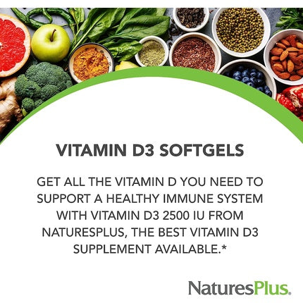 Vitamina D3, NaturesPlus, 2500 IU, 90 capsule