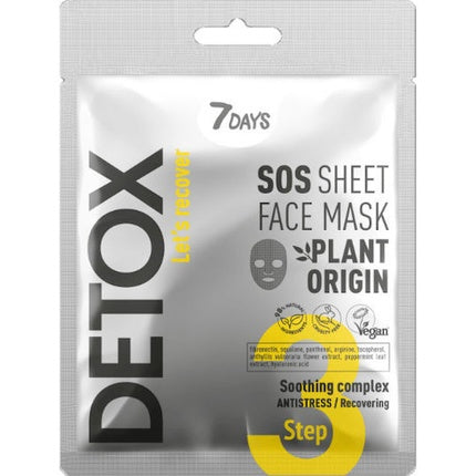 Masca facială tip folie, 7 Days, Detox SOS Let's Recover, Plant Origin, 25g