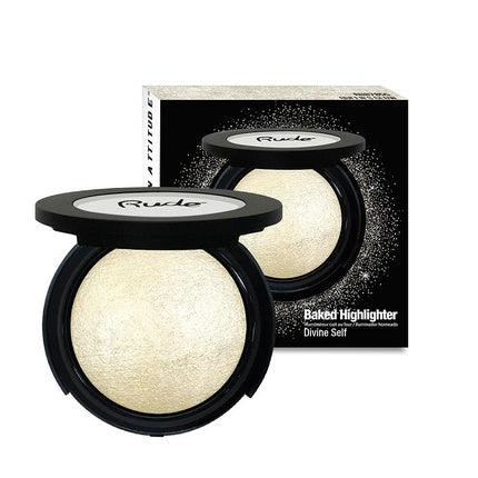 Rude Baked Highlighter, Flirtatious Behavior, pudră strălucitoare, culoare roz auriu