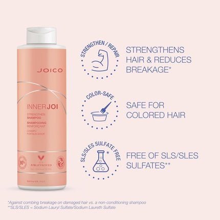 Șampon Joico InnerJoi Strengthen, Formula Vegană, Fără Sulfate și Parabeni, 33.8 Fl Oz