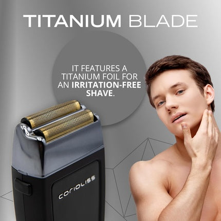 Bristă electrică Corioliss The Shaver Precision Beard, foil titanium, negru