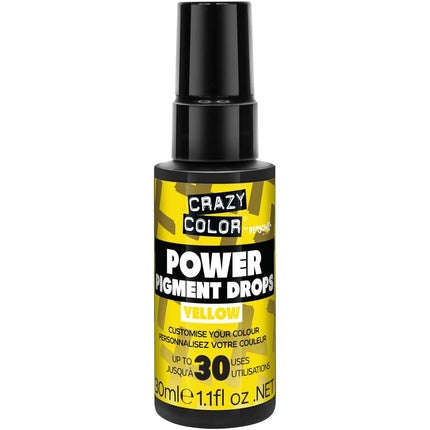 Culoare de păr Crazy Color Power Pigment Drops Yellow, 30ml, concentrat intens