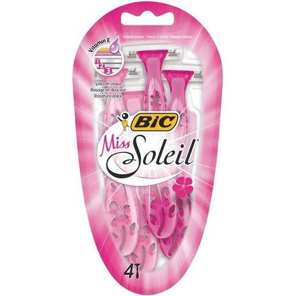 Rasoruri BIC Miss Soleil, 4 buc, Roz, cu Vitamina E