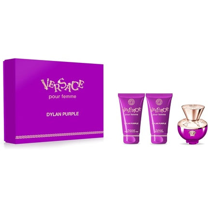 Set Cadou Parfum Versace Dylan Purple, 50ml, cutie mov, flacon mov cu capac auriu