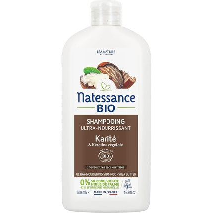 Șampon Natessance Bio, Ultra-Nourishing cu Unt de Karité și Keratină Vegetală, 500ml