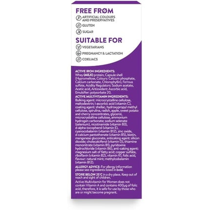 Multivitamine, Solvotrin, Active Iron Women, 60 capsule, roz