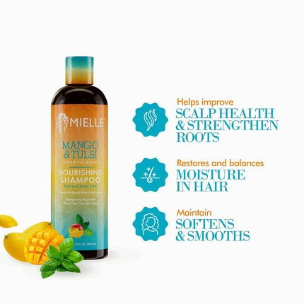 Șampon hrănitor Mango & Tulsi de la Mielle Organics, 408g
