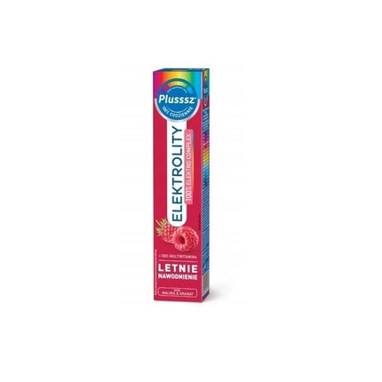 Pastile Efervescente Plusssz Electrolytes & Multivitamin, Gust Zmeură și Rodie, 24 buc