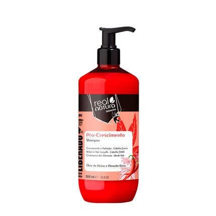 Șampon Real Natura pentru Creșterea Părului, 500 ml, cu Ulei de Ricin și Piper Roșu, Fără Sare