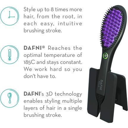 Dafni Black The Original Hair Straightening Brush Styles Hair Up to 10 Times Faster Than a Flat Iron