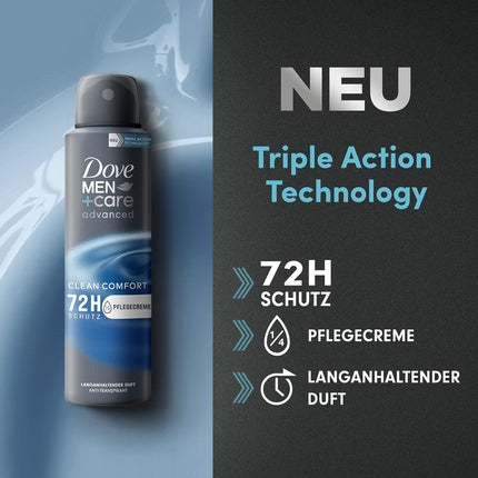 Deodorant Spray Dove Men+Care Advanced Clean Comfort, 150 ml, gri