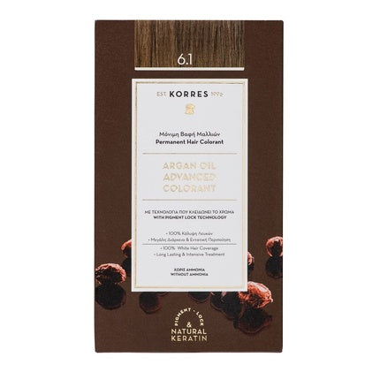 Vopsea de păr, Korres, Argan Oil Colorant, blond închis cenușiu
