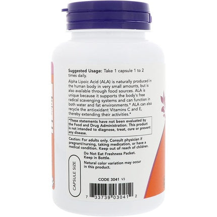 Now Foods ALA 100mg Capsule, Vitamina C și E, 120 buc