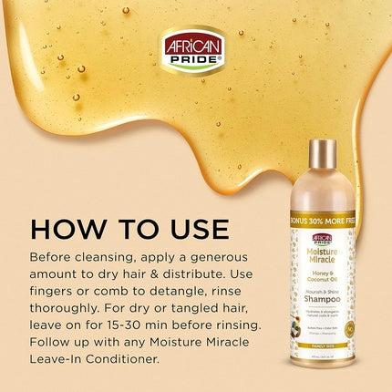 Șampon African Pride Moisture Miracle pentru Bucle și Ondulații Naturale, 498g