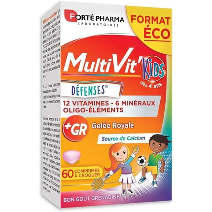 Multivit Kids, Forté Pharma, 60 comprimate masticabile (grenadine), format eco