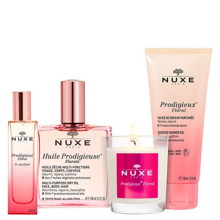 Set Cadou Nuxe Happy in Pink, cutie cu parfum, ulei de corp și lumânare