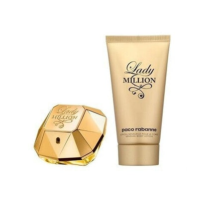 Set Parfum Paco Rabanne, Lady Million, 50ml + Loțiune Corp 75ml, auriu