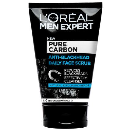 Scrub facial L'Oreal Men Expert Pure Carbon, exfoliant negru