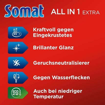 Tablete detergent, Somat, All In 1, 100 buc, roșu/albastru