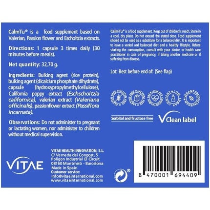 Supliment alimentar, Vitae Health Innovation, Calmtu, 60 capsule