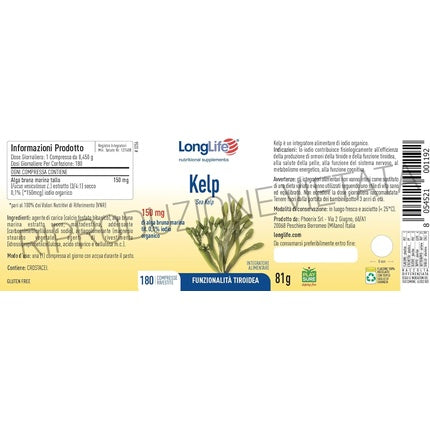 Supliment, Longlife, Kelp, 180 capsule, galben