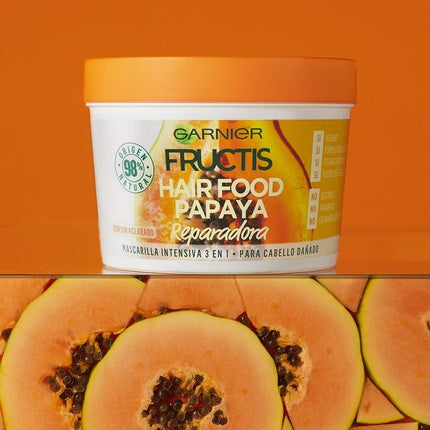 Masca reparatoare pentru par deteriorat, Garnier Fructis Hair Food Papaya, 390ml