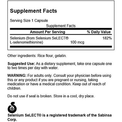 Supliment Mineral, Swanson Selenium L-Selenomethionine, 100mcg, 200 Capsule