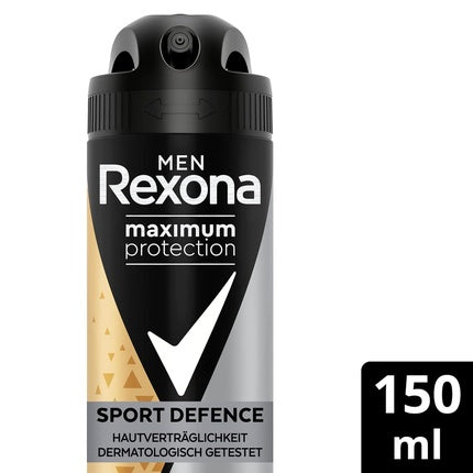 Spray deodorant Rexona Men Maximum Protection Sport Defence, 150ml, negru-portocaliu