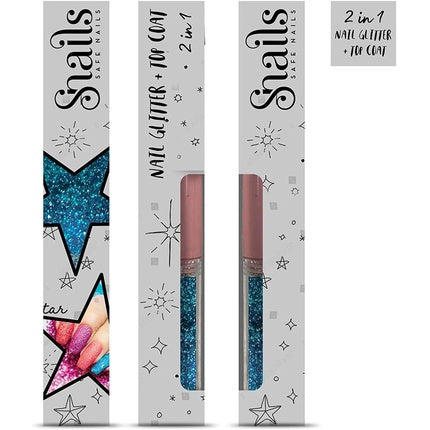 Lac de unghii Snails, 2-in-1, albastru, glitter