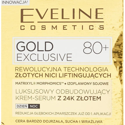 Cremă față, Eveline Cosmetics, Gold Exclusive, 80+, 50ml