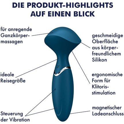 Vibrator masaj, Satisfyer, Mini Wand-er, albastru
