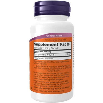 Supliment Nutrițional NOW Foods CoQ10 30mg 120 Capsule Vegetale