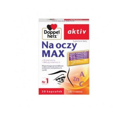 Supliment Dietetic Doppelherz Na Oczy MAX, 30 Capsule, Luteină, Zeaxantină