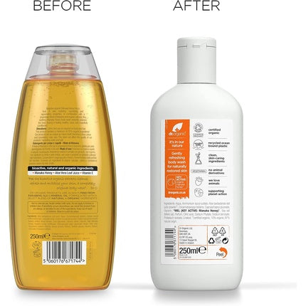 Gel de duș Dr Organic Manuka, 250ml, fără parabeni