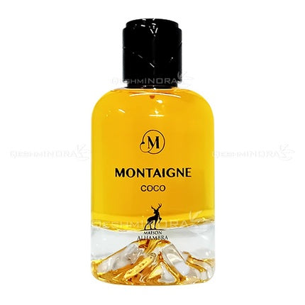Eau de Parfum Montaigne Coco, Maison Alhambra, 100ml, cu sticlă transparentă și dop negru