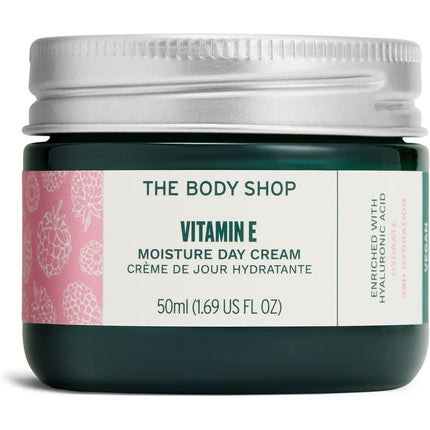 Cremă de zi The Body Shop Vitamin E, 50ml, ambalaj verde cu capac argintiu