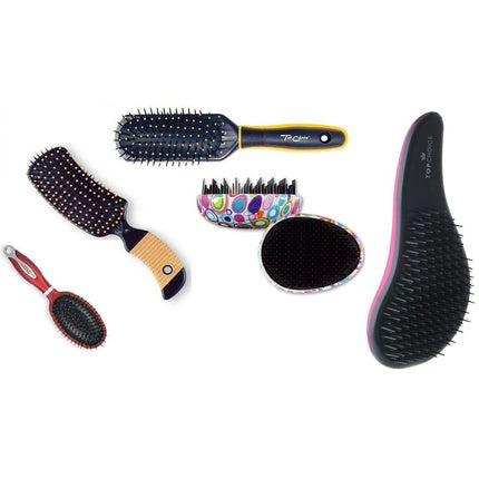 Perie pentru păr Top Choice, model mixt, negru cu accente roz