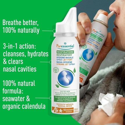 Spray nazal, Puressentiel, Respiratory, 100ml, verde