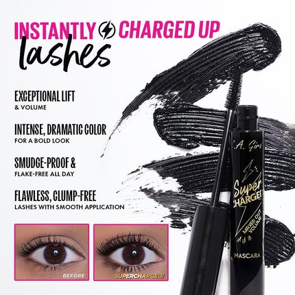 Mascara de volum L.A. Girl Super Charged Maxed Out, negru, 10 ml