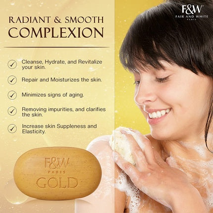 Săpun exfoliant cu argan și aur, Fair & White, 210g